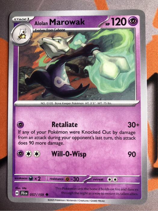 Alolan Marowak COMMON Journey together Pokemon trading card