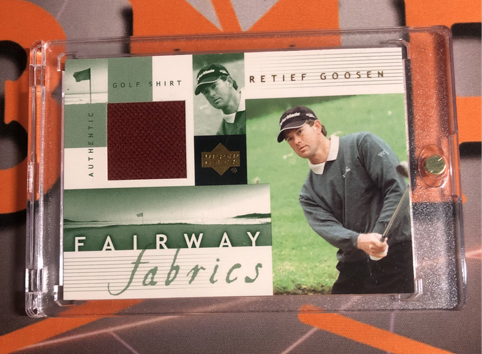 Retief Goosen Player Worn PATCH Relic 2002 Upper Deck Golf trading card