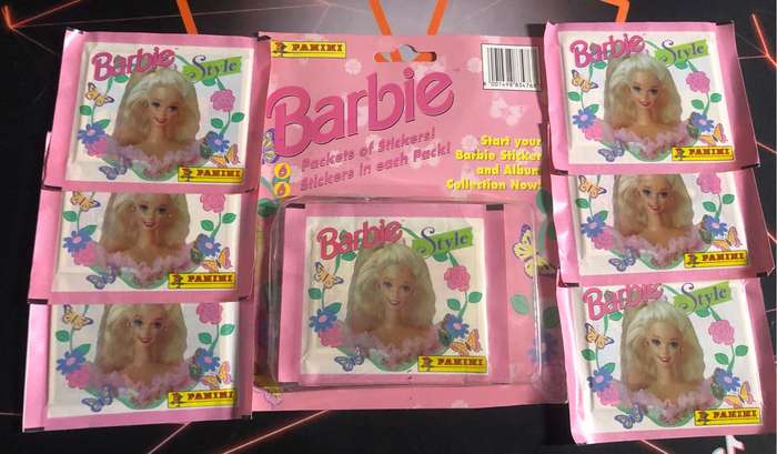 1995 BARBIE de Mattel Very RARE UNOPENED box of 6 Panini UNOPENED stickers packs