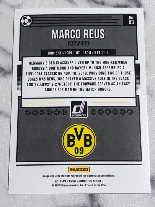 Marco Reus Super RARE 2019 Donruss Soccer trading card