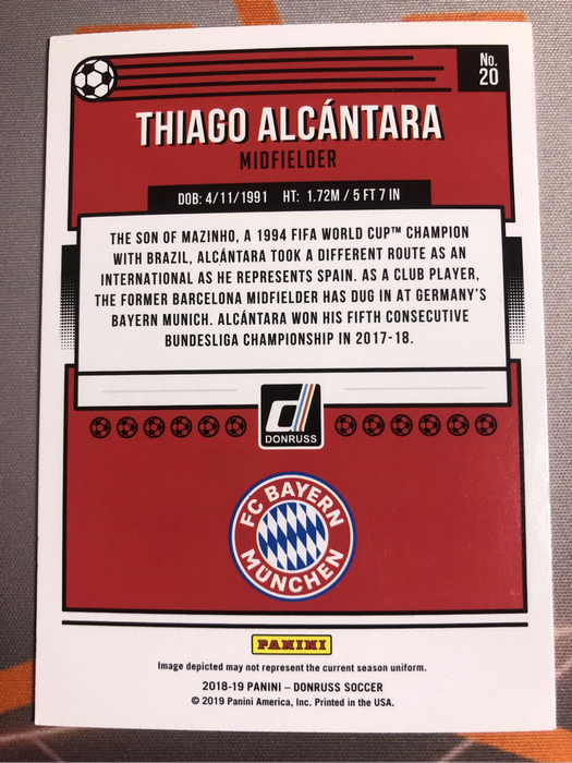 Thiago Alcantara RARE Donruss 2019 soccer trading card