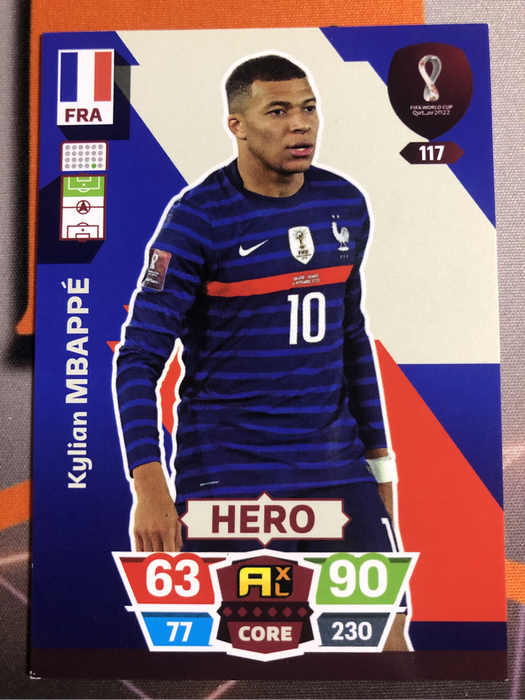 Kylian Mbappe 2022 World Cup Adrenalyne Soccer trading card