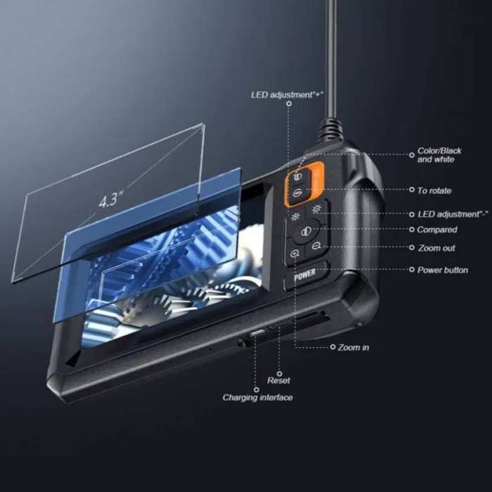 Industrial Grade Waterproof Endoscope Inspection Camera  58mm Single Lens, 4.3" IPS LCD