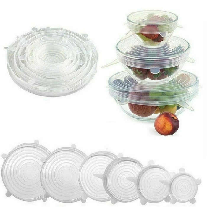 Reusable Stretch Silicone Lids  Set of 6 Food Container & Bowl Covers