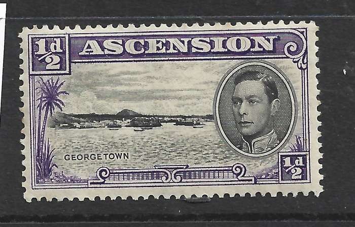 Ascension Island, GVIR, 1938, 1d perf 13.5, MH * heavy tone
