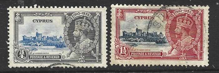 Cyprus GVR,  1935, Silver Jubilee, 3/4p, 1 1/2p, used