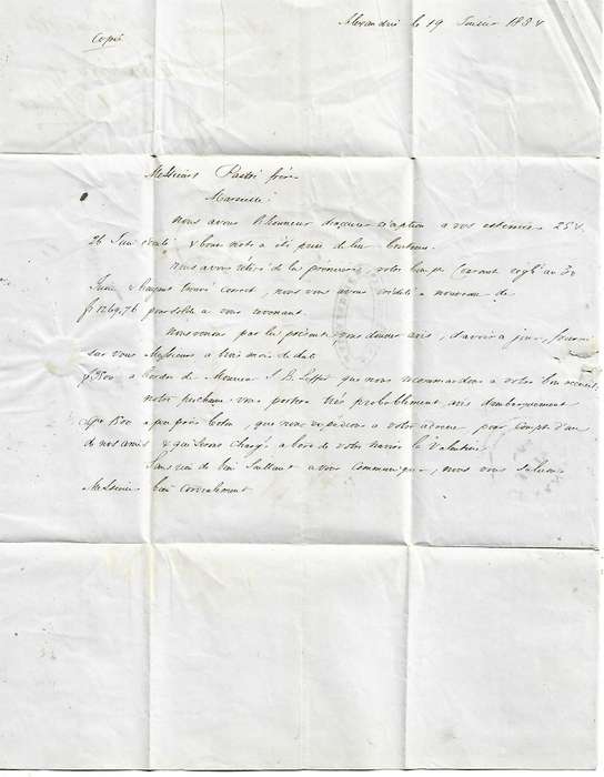 Egypt, 1854, entire, m/s 10,  cachet G.SINADINO & Co ALEXANDRIE, ALEXANDRIA c.d.s.> MARSEILLES,