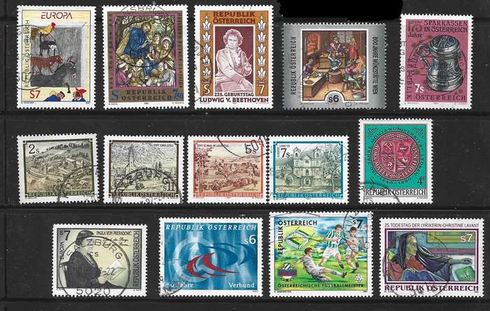 Austria, 1990s, commemorative stamps, 11 good used.