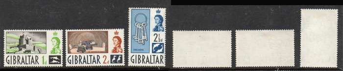 Gibraltar, EIIR, 1953, 1d, 2d, 2 1/2d, MH *