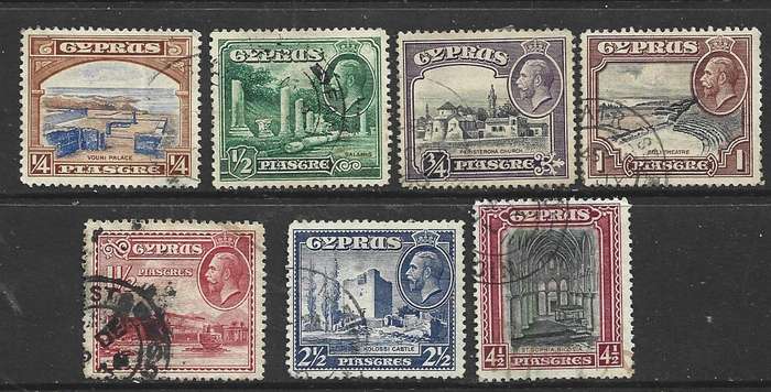 Cyprus GVR,  1934, 1/4p - 4 1/2p,  used