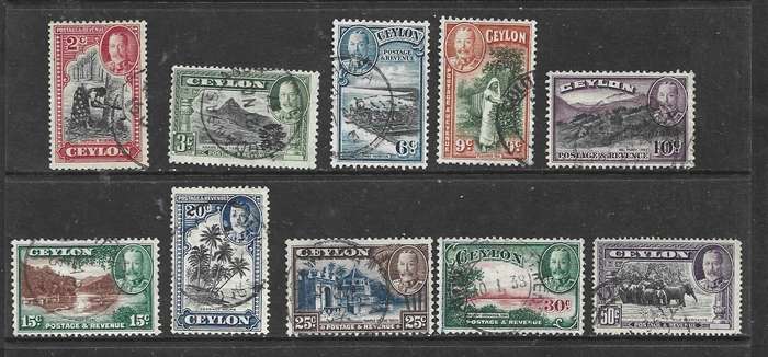 Ceylon, GVR, 1935>, 2c - 50c, used