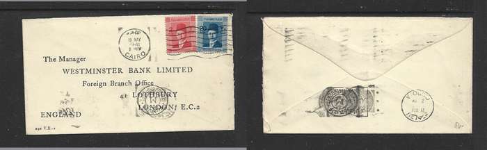 Egypt, 1941, 22 mills, CAIRO > London, 2 censor marks, CAIRO A transit