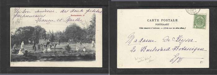 Belgium, Berlaymont, le, haymaking, horse and cart, used 5c, 1905