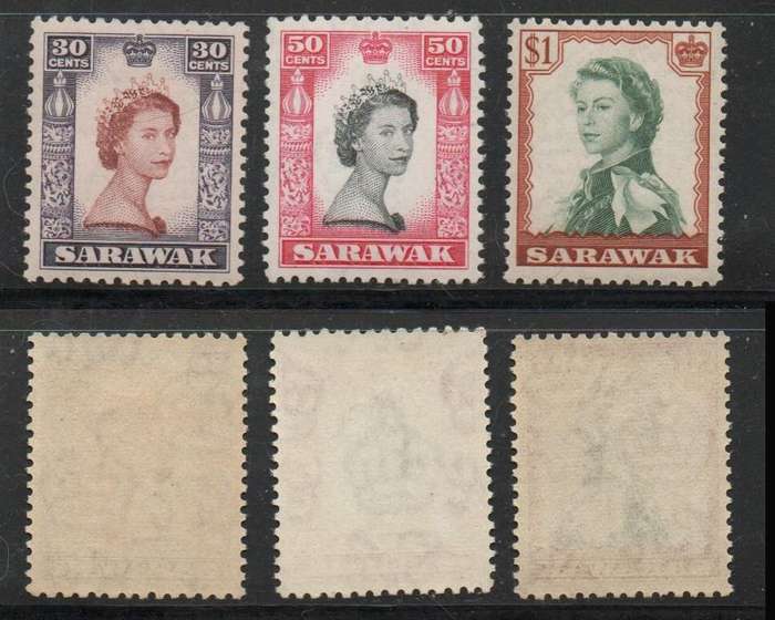 Sarawak, 1955, 30c, 50c $1, MH *