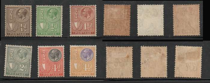 Malta, 1926, 1/4d, 1/2d, 1 1/2d, 2d, 4d, 4 1/2d, MH *