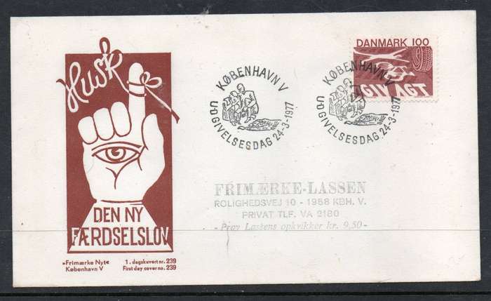 Denmark, 1977, Remember new road rules, stamp and post card
