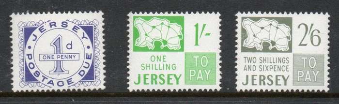 Great Britain, EIIR. Jersey, 1969, Postage Due, 1d,1/-, 2/6 MNH* fine and fresh