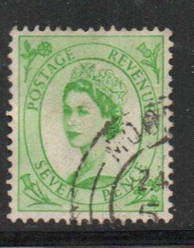 Great Britain, EIIR,  1953, 7d green, wmk  W153,  used