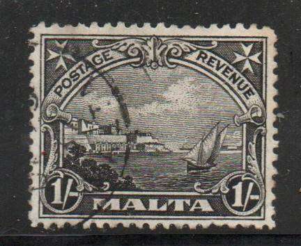 Malta, GVR, 1930, 1/- black, good used