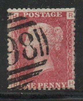 Great Britain, VRI,  1858 - 1879,  1d, red, plate 119, used, S G #.. 43 or 44 (shade),
