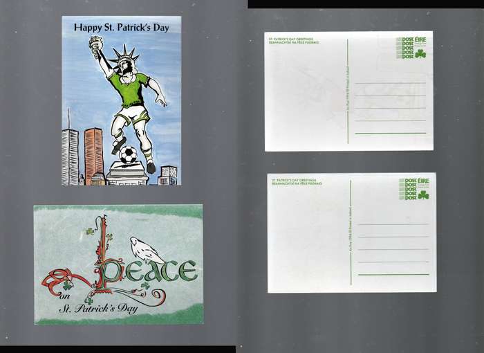 Ireland, Eire, St Patricks Day Greetings Cards,1994, unused, themes: soccer, dove of peace