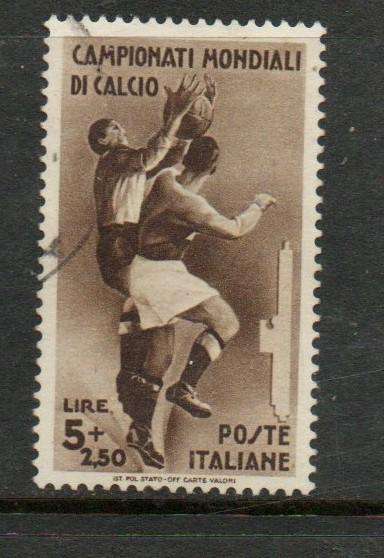 Italy, 1934, World Cup football / soccer, 5L + 2L50 brown, used