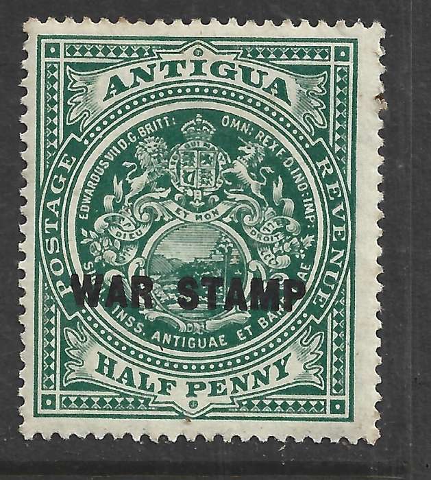 Antigua, 1917, War Stamp, black opt., 1/2d, MH *