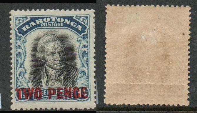 Cook Islands, 1931, TWO PENCE surcharged on 1 1/2d, without watermark MH *