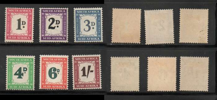 South Africa 1950-8, 1d, - 1/-, postage due (SUID-AFRIKA), MH *