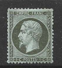 France, 1862, Napoleon III, 1 cent, olive-green on greyish, MH *