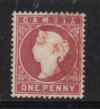 Gambia, VRI, 1880 / 1881, 1d maroon wmk upright, good used,