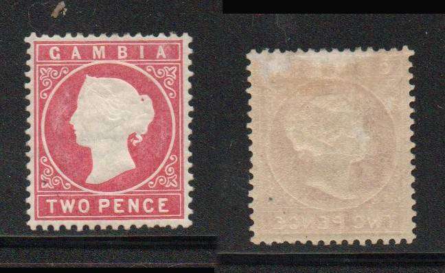 Gambia, VRI, 1880 / 1881, 2d rose, wmk upright, MH * gum thin