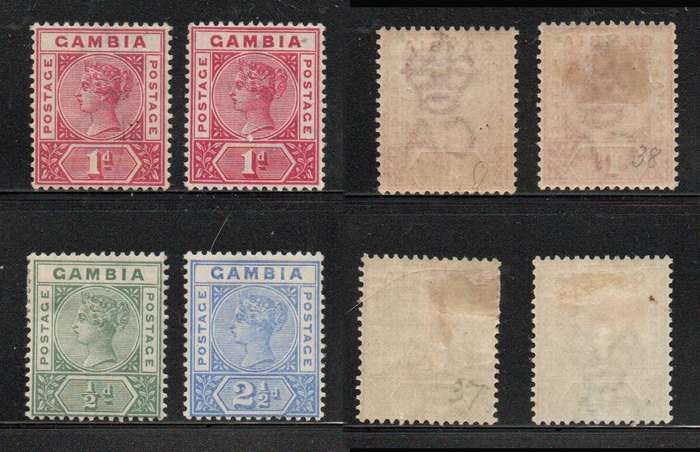 Gambia, VRI, 1898, 1/2d, 1d, 1d, 2 1/2d MH*