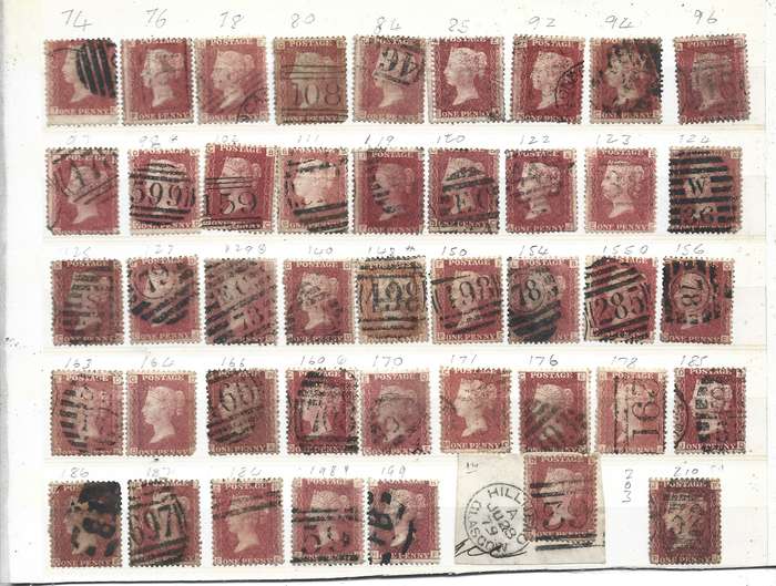 Great Britain  VRI   1858 - 78, 1d red, SG43 /44  43 x plates used