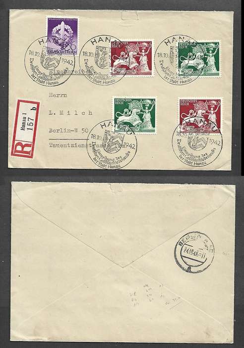 Germany, Reich, Opening of the German Goldsmiths House, Hanau HANAU 18.10.1942cds registered>BERLIN