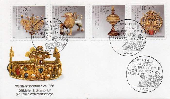 West Germany 1988, Welfare stamps, First Day Cover BERLIN 13.10.1988 special c.d.s.