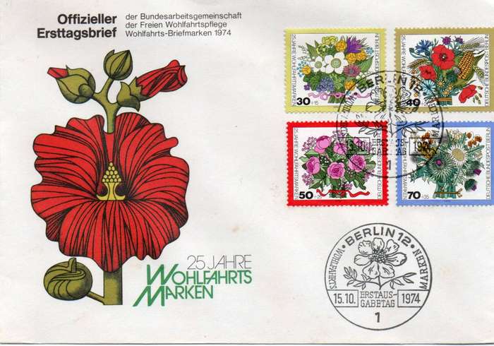 West Germany 1974, Welfare stsmps, First Day Cover BERLIN 15.10.1974 special c.d.s.