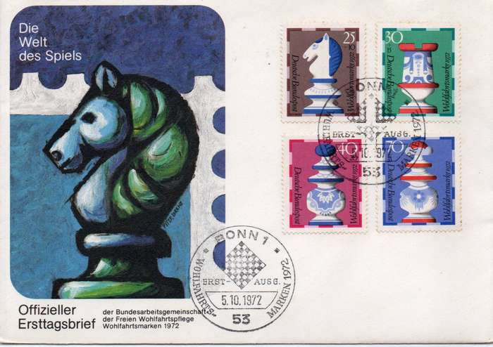 West Germany 1972 Chess, First Day Cover BONN 5.10.1972 special c.d.s.