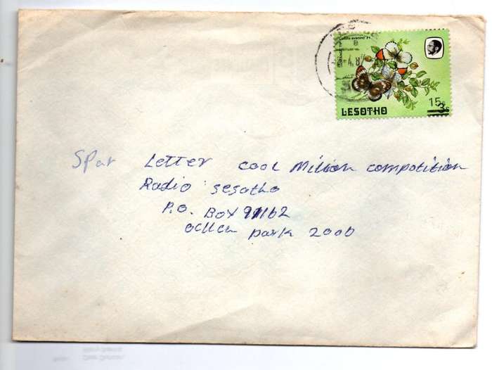 Lesotho, 15s opt on 3s, cover LERIBE -2.4.87 cds > radio sesotho
