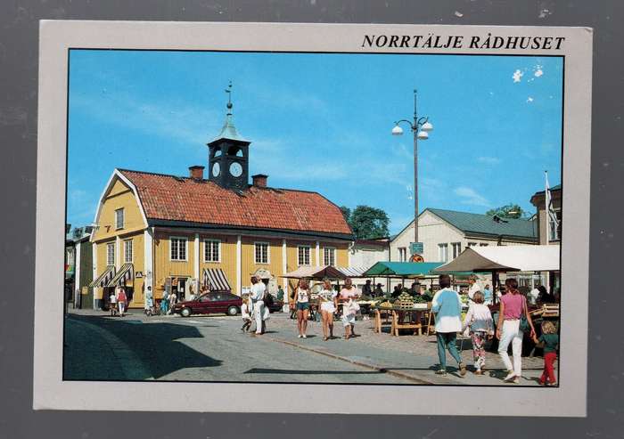 Sweden, Norrtaljie Radhuset, town hall, market, modern colour post card, unused