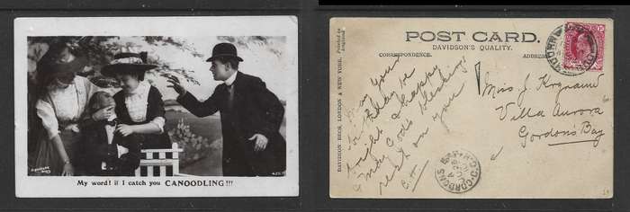 Comic PPC, 1d, OUDTSHOORN JU 21 10 c.d.s. > GORDONS BAY C.G.H. JU 23 10 arrival
