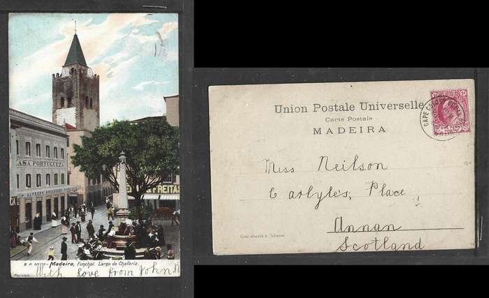 Madeira PPC, used CoGH 1d, CAPE COLONY OCEAN POST OFFICE FEB 21 0.. cds > Scotland