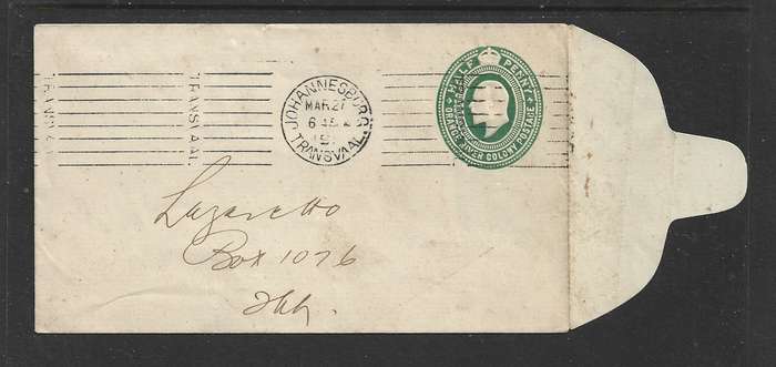 S.Africa, EVIIR, 1/2d stationery envelope, JOHANNESBURG MAR 27 191.. TRANSVAAL . Jhb (m/s)