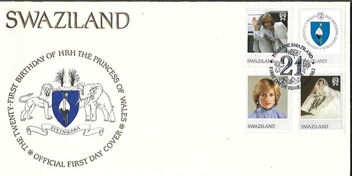 Swaziland, 19827, FDC, 21 st Birthday of Diana, Princess of Wales.