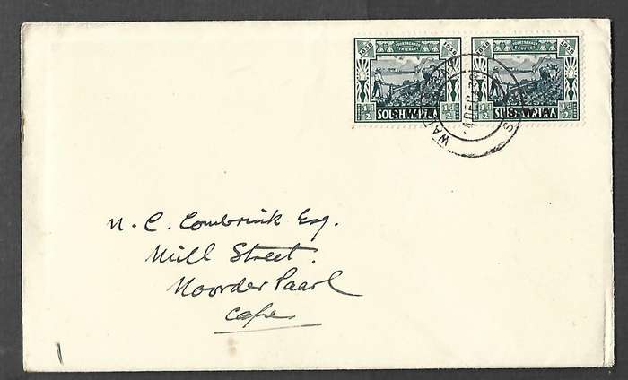 South West Africa, Voortrekker Eeufees, 1/2d pair WALVIS BAY 10 DEC 38 cds, 1st Day > Cape (m/s)