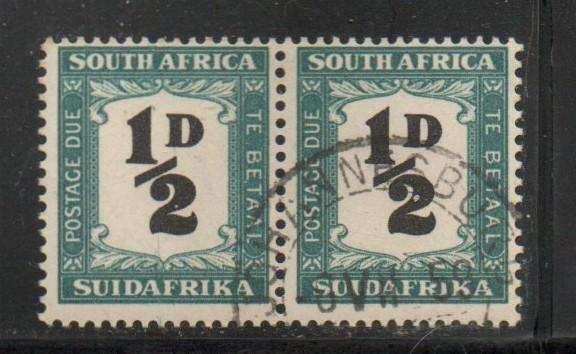South Africa 1948, 1/2D postage due (SUIDAFRIKA), pair, used