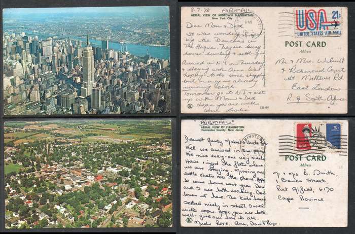 USA aerial views Flemington used 18c FLEMINGTON, Manhattan used 21c FLEMINGTON 1978 > S.Africa