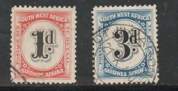 South West Africa 1931, 1d, 3d, postage due, p12, used