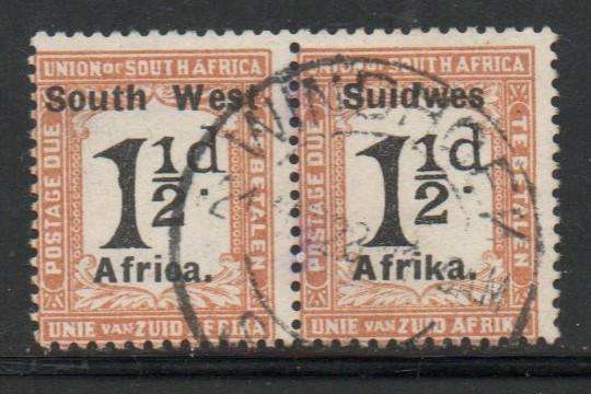 South West Africa 1927, 1 1/2d postage due of S.Africa overprinted, pair, used