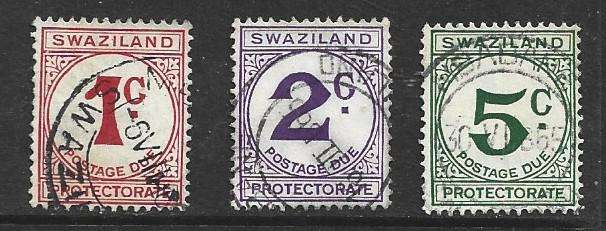 Swaziland, 1961, postage dues, 1c, 2c, 5c, used